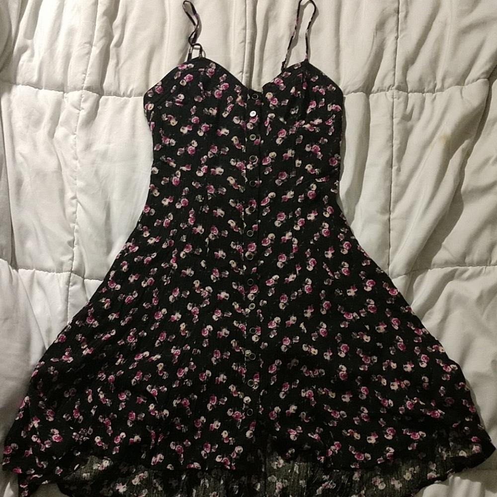 Floral print button down dress